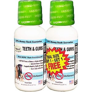 Liquid-Vet Teeth & Gums Support Allergy-Friendly Unflavored Dog Supplement, 8-oz bottle, 2 count