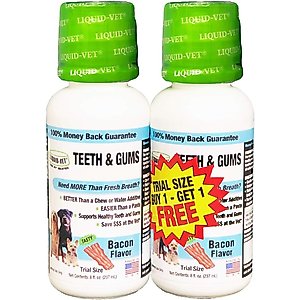 Liquid-Vet Teeth & Gums Support Bacon Flavor Dog Supplement, 8-oz bottle, 2 count