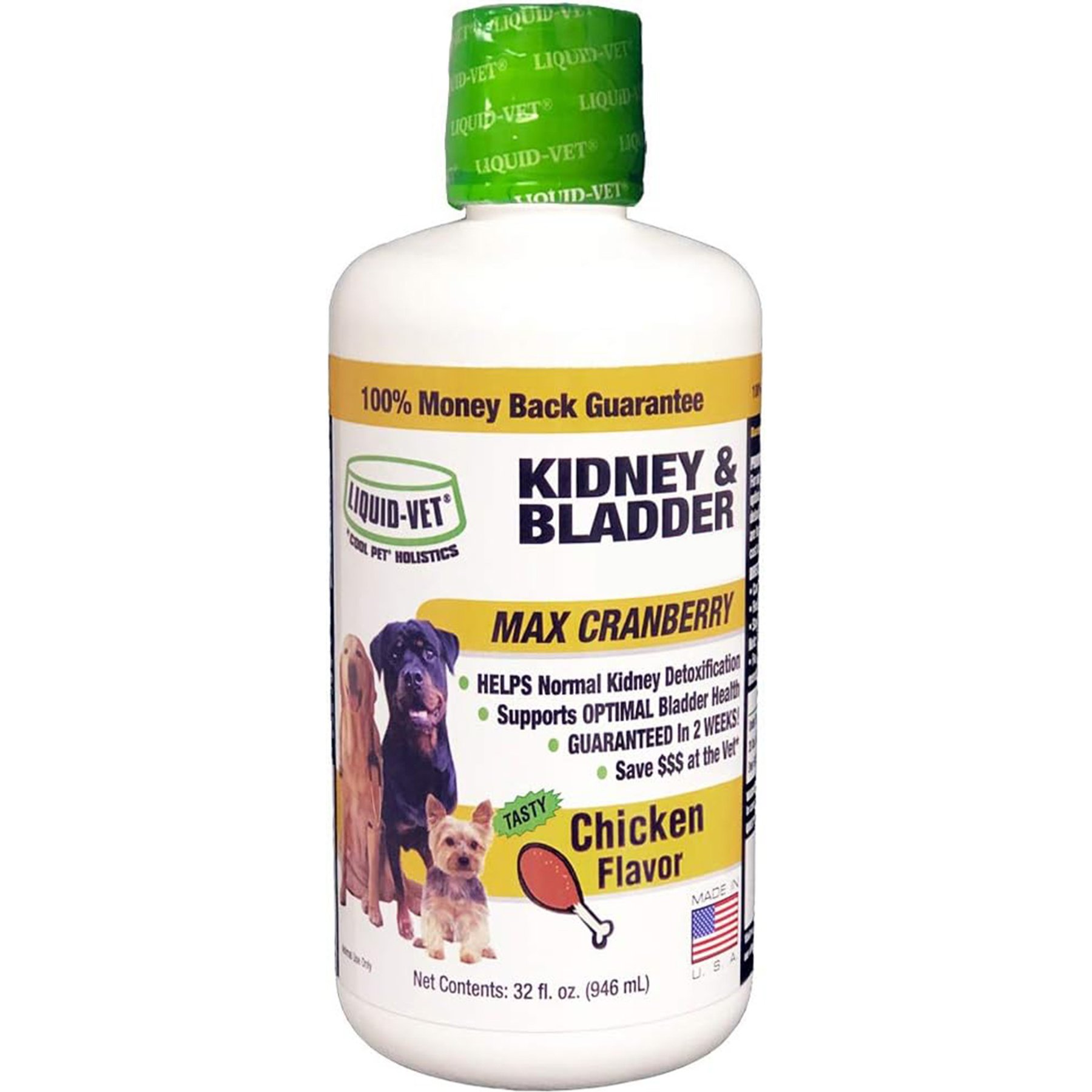 Liquid-Vet Kidney & Bladder Support Max Cranberry Chicken Flavor Dog Supplement, 32-fl oz bottle