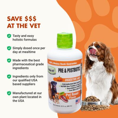 Show full view: Liquid-Vet K9 Pre & PostBiotic Support Pot Roast Flavor Dog Digestive Aid, 32-fl oz bottle slide 6 of 10