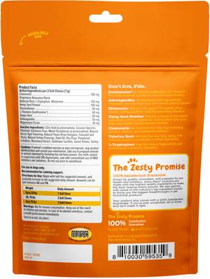 Show full view: Zesty Paws Advanced Hemp Melatonin Calming Bites Turkey Flavored Soft Chews Composure Supplement for Dogs, 20 count slide 7 of 9