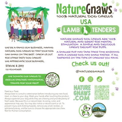 Show full view: Nature Gnaws USA Lamb Tenders Natural Dog Chew Treats, 1-lb bag slide 6 of 8