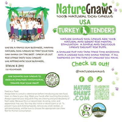 Show full view: Nature Gnaws USA Turkey Tenders Natural Dog Chew Treats, 1-lb bag slide 6 of 9