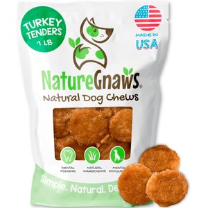 Nature Gnaws USA Turkey Tenders Natural Dog Chew Treats, 1-lb bag