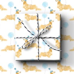 Birthday Wishes - Blue Balloon Wrapping Paper Rolls