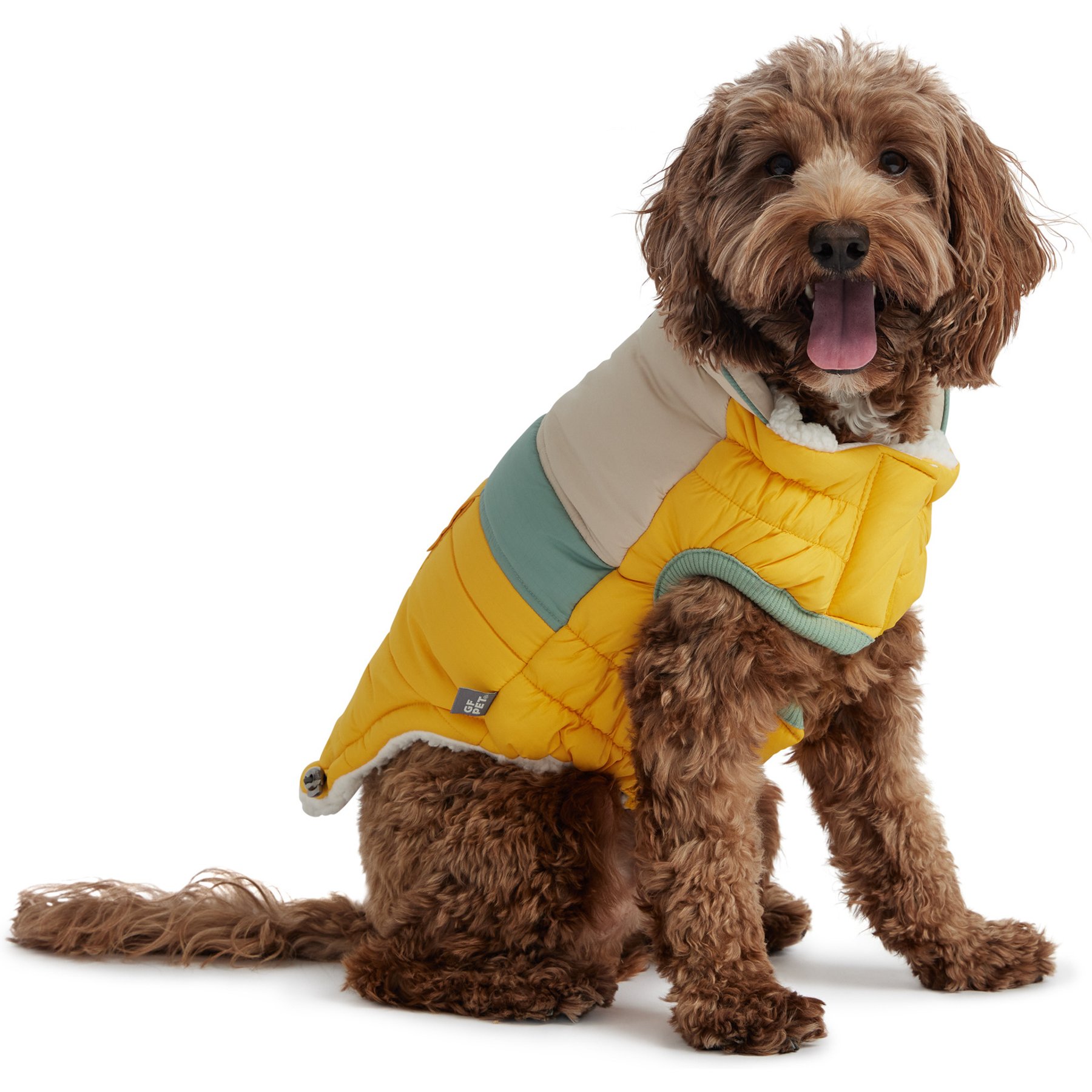 GF Pet Camplife Dog Puffer Jacket, Yellow, XXXX-Large