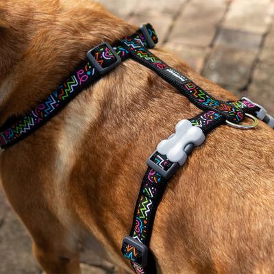 Show full view: Red Dingo Squiggles Design Dog Harness, Black, X-Large: 21 to 44-in chest slide 4 of 7