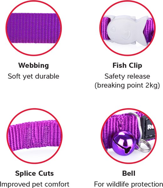 Show full view: Red Dingo Squiggles Design Nylon Breakaway Cat Collar, Black, X-Small: 8 to 13-in neck, 1/2-in wide slide 3 of 5