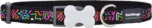 Show full view: Red Dingo Squiggles Design Nylon Dog Collar, Black, Small: 9 to 14-in neck, 5/8-in wide slide 2 of 8