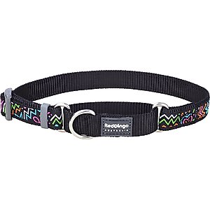 Red Dingo Squiggles Design Nylon Martingale Dog Collar, Black, Medium: 12 to 18-in neck, 4/5-in wide