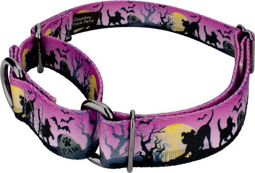 Show full view: Country Brook Petz Graveyard Gunmetal Martingale Dog Collar, Purple, Small slide 4 of 6