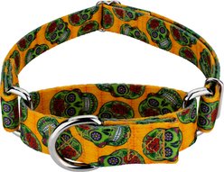 Country Brook Petz Sugar Skulls Martingale Dog Collar, Orange, XX-Small