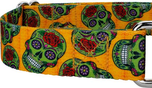 Show full view: Country Brook Petz Sugar Skulls Martingale Dog Collar, Orange, Medium slide 5 of 5