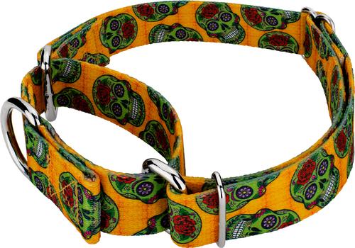 Show full view: Country Brook Petz Sugar Skulls Martingale Dog Collar, Orange, Medium slide 3 of 5