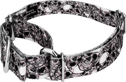 Show full view: Country Brook Petz Phantom Skulls Martingale Dog Collar, Black, Medium slide 3 of 5
