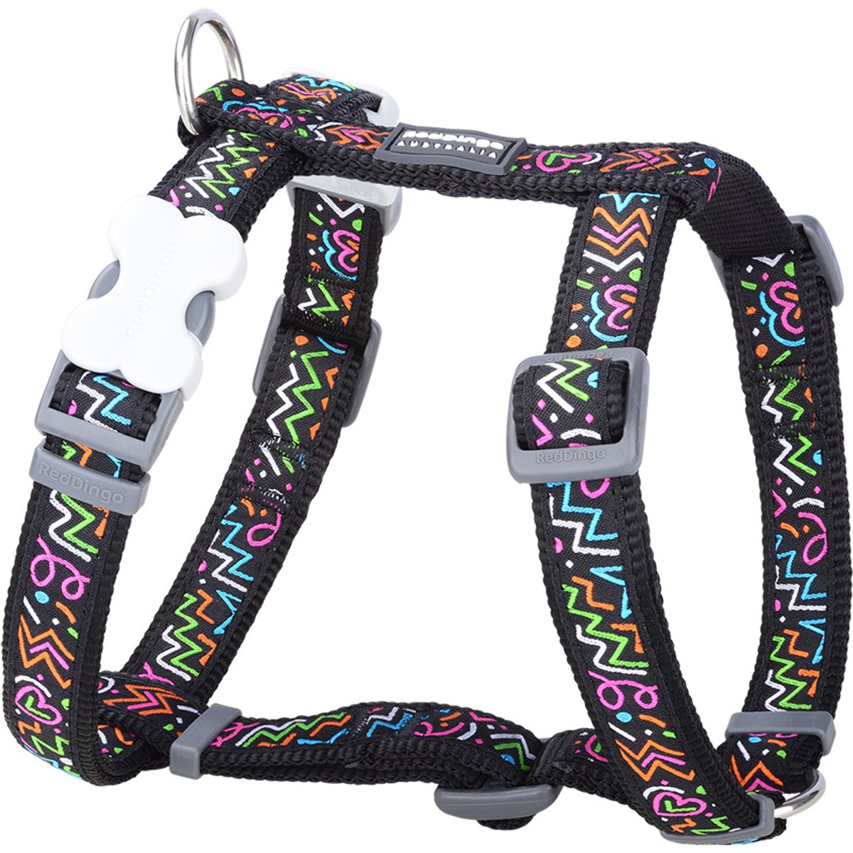 Red Dingo Squiggles Design Dog Harness, Black, Small: 14 to 21-in chest