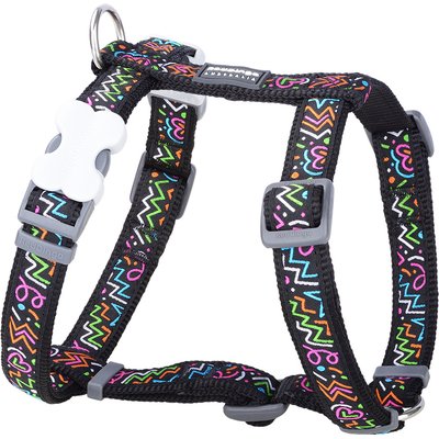 Red Dingo Red Dingo Squiggles Design Dog Harness, Black, Small: 14 to 21-in chest