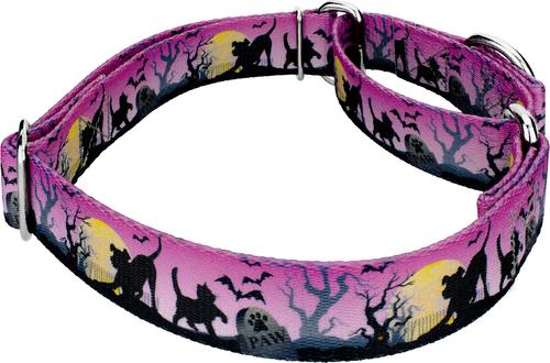 Show full view: Country Brook Petz Graveyard Gunmetal Martingale Dog Collar, Purple, XX-Small slide 4 of 5
