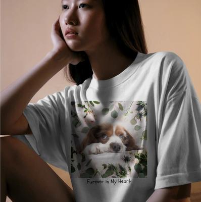 Show full view: Allisandro Ivory Garden Grace Pet Photo & Name Personalized Ultra-Soft T-Shirt, White, 3X-Large slide 3 of 6