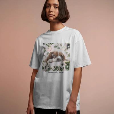 Show full view: Allisandro Ivory Garden Grace Pet Photo & Name Personalized Ultra-Soft T-Shirt, White, 3X-Large slide 2 of 6