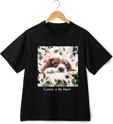Show full view: Allisandro Ivory Garden Grace Pet Photo & Name Personalized Ultra-Soft T-Shirt, Black, Small slide 3 of 3