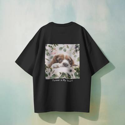 Show full view: Allisandro Ivory Garden Grace Pet Photo & Name Personalized Ultra-Soft T-Shirt, Black, Small slide 2 of 3