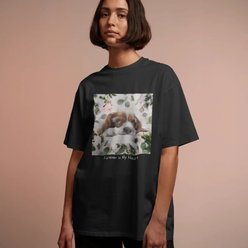 Allisandro Ivory Garden Grace Pet Photo & Name Personalized Ultra-Soft T-Shirt, Black, Small