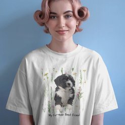 Allisandro Wildflower Whisper Pet Photo & Name Personalized Ultra-Soft T-Shirt, White, 3X-Large