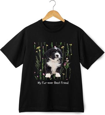 Show full view: Allisandro Wildflower Whisper Pet Photo & Name Personalized Ultra-Soft T-Shirt, Black, Small slide 7 of 7