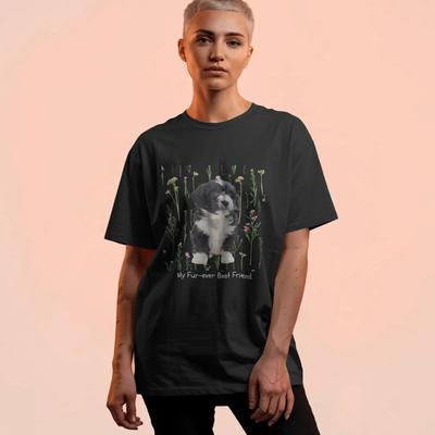 Show full view: Allisandro Wildflower Whisper Pet Photo & Name Personalized Ultra-Soft T-Shirt, Black, Small slide 4 of 7