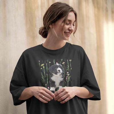 Show full view: Allisandro Wildflower Whisper Pet Photo & Name Personalized Ultra-Soft T-Shirt, Black, Small slide 2 of 7