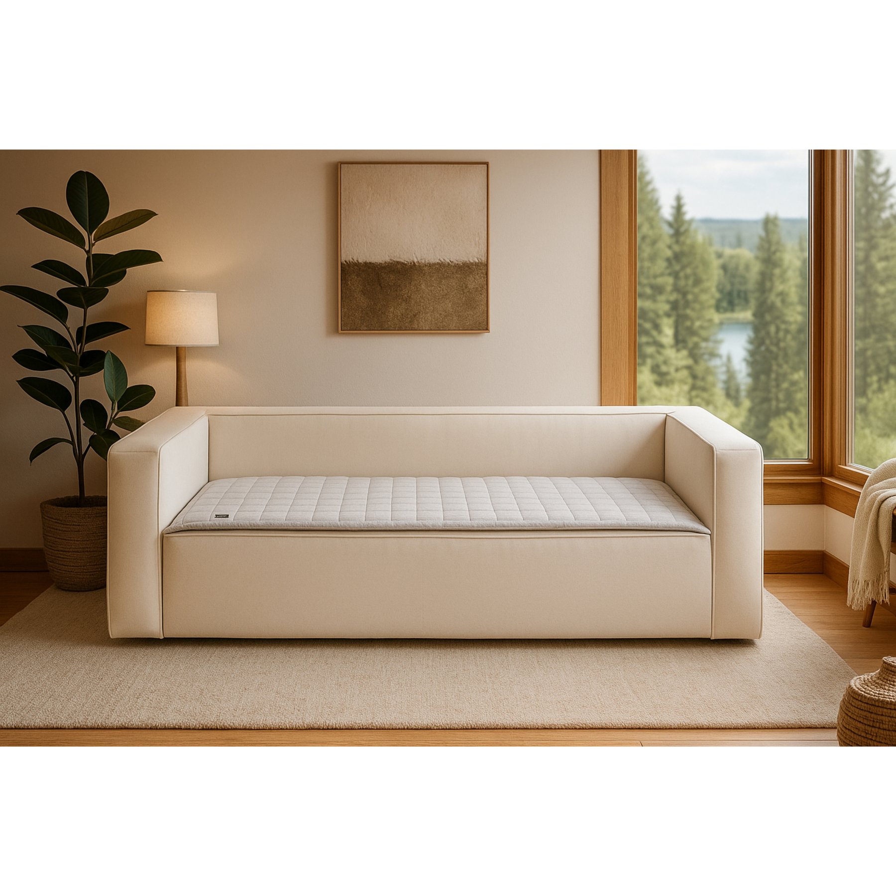 Allisandro Quilted Cotton Anti-Slip Couch Cover, Ivory Grey, 32 x 89-in