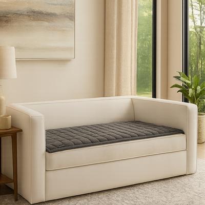 Show full view: Allisandro Quilted Cotton Anti-Slip Couch Cover, Dark Grey, 32 x 73-in slide 3 of 7
