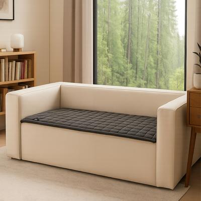Show full view: Allisandro Quilted Cotton Anti-Slip Couch Cover, Dark Grey, 32 x 73-in slide 2 of 7
