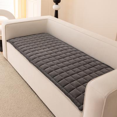 Show full view: Allisandro Quilted Cotton Anti-Slip Couch Cover, Dark Grey, 32 x 73-in slide 4 of 7