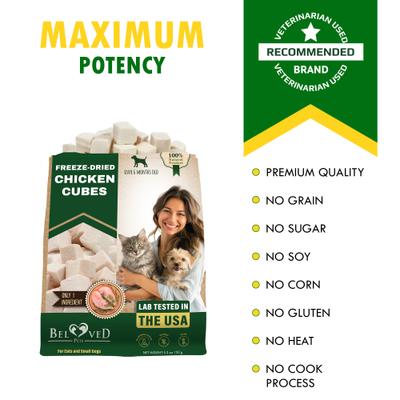 Show full view: Beloved Pets Freeze-Dried Chicken Cubes Dog & Cat Treats, 5.3-oz bag slide 6 of 10