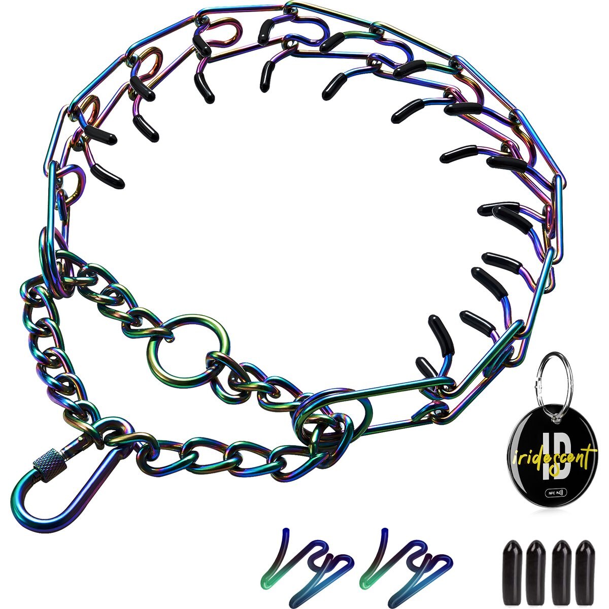 PATPET No Pull Prong Training Pinch Dog Collar, Colorful, 20-in neck, 3.0-mm wide