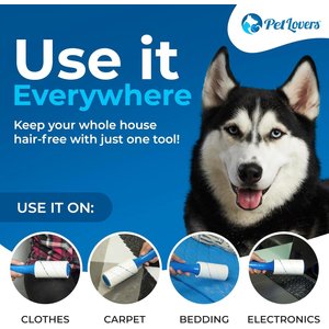 PetLovers Extra Sticky Lint Roller Pet Hair Remover, Blue, 3 Rollers, 270 Sheets