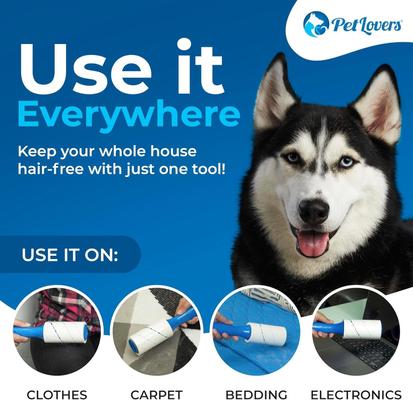 Show full view: PetLovers Extra Sticky Lint Roller Pet Hair Remover, Blue, 2 Rollers, 450 Sheets slide 4 of 6