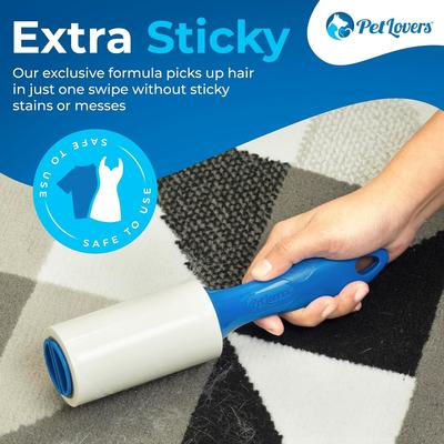 Show full view: PetLovers Extra Sticky Lint Roller Pet Hair Remover, Blue, 1 Roller, 100 Sheets slide 2 of 6
