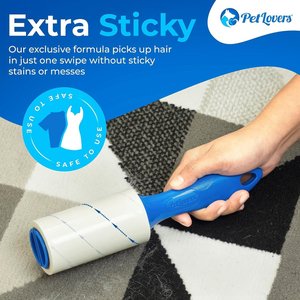 PetLovers Extra Sticky Lint Roller Pet Hair Remover, Blue, 3 Rollers, 270 Sheets