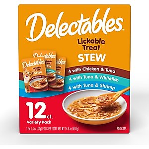 Hartz Delectables Stew Variety Pack Lickable Cat Treats, 1.4-oz pouch, 12 count