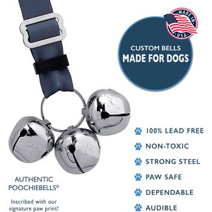 PoochieBells Adjustable Dog Doorbell, Pewter Grey
