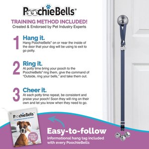 PoochieBells Adjustable Dog Doorbell, Pewter Grey