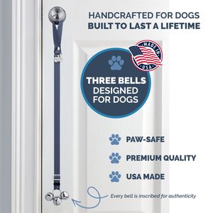 PoochieBells Adjustable Dog Doorbell, Pewter Grey