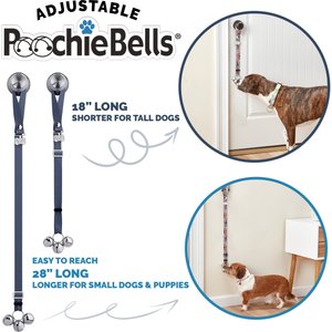 PoochieBells Adjustable Dog Doorbell, Pewter Grey