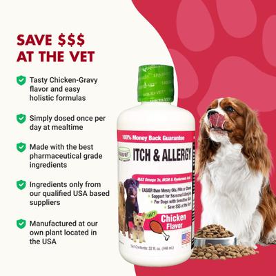 Show full view: Liquid-Vet Itch & Allergy Support Chicken Flavor Dog Supplement, 32-fl oz bottle slide 6 of 10