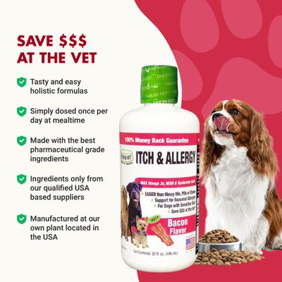 Show full view: Liquid-Vet Itch & Allergy Support Bacon Flavor Dog Supplement, 32-fl oz bottle slide 6 of 10