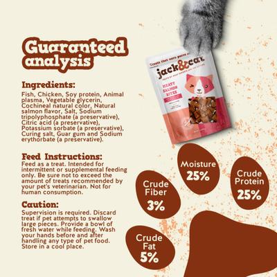 Show full view: Jack & Cat Meaty Salmon Bites Soft & Chewy Cat Treats, 3-oz bag slide 5 of 8