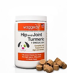waggedy Hip & Joint Turmeric Flavored Chew Supplement for Dogs, 120 count